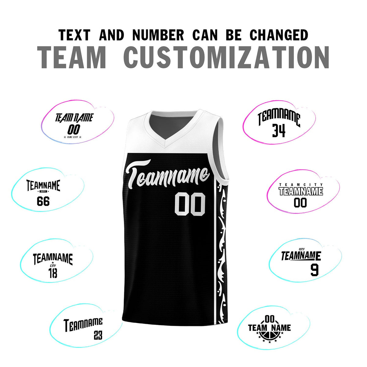Custom Black Side Pattern Sports Uniform Basketball Jersey|KXKSHOP