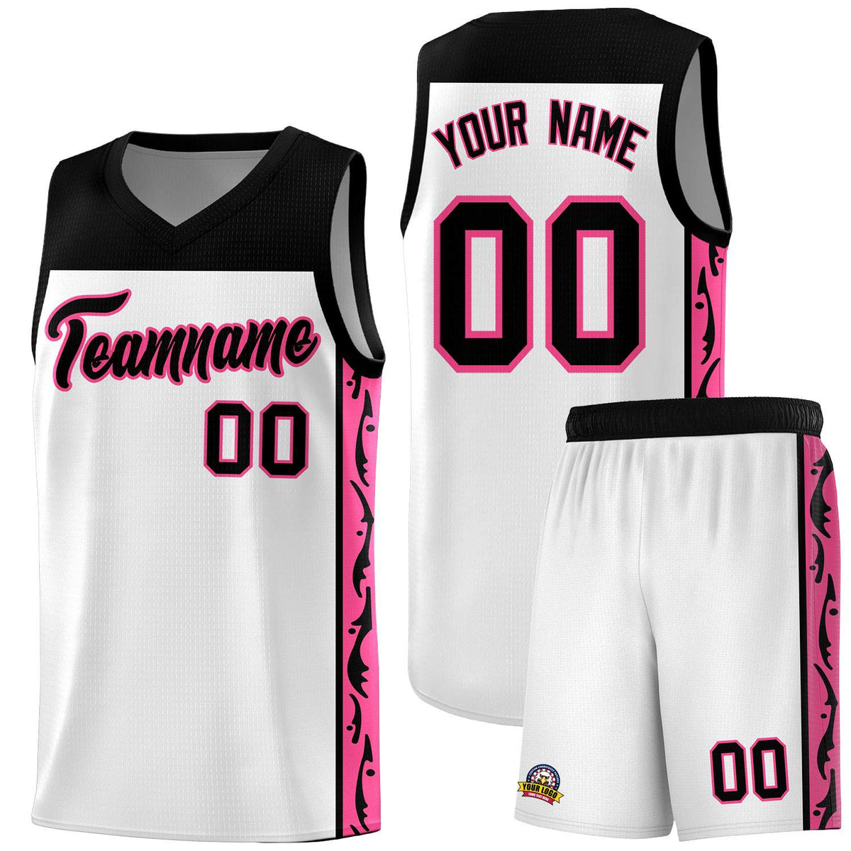 Custom White Side Pattern Sports Uniform Basketball Jersey|KXKSHOP