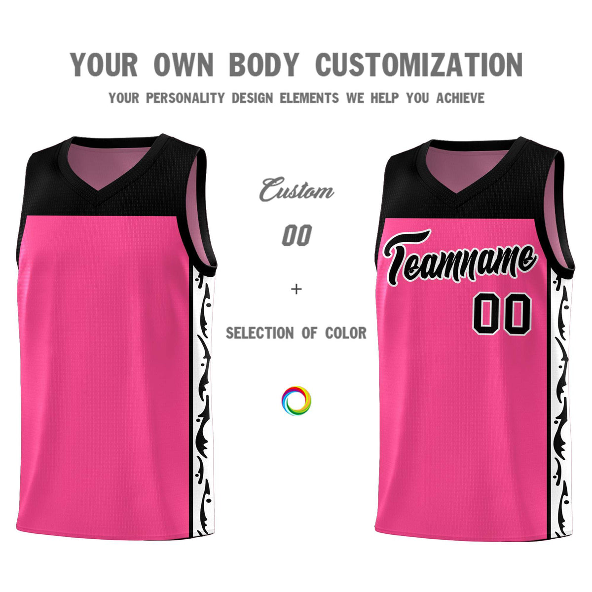 Custom Pink Side Pattern Sports Uniform Basketball Jersey|KXKSHOP