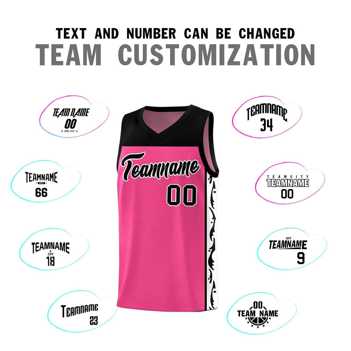 Custom Pink Side Pattern Sports Uniform Basketball Jersey|KXKSHOP