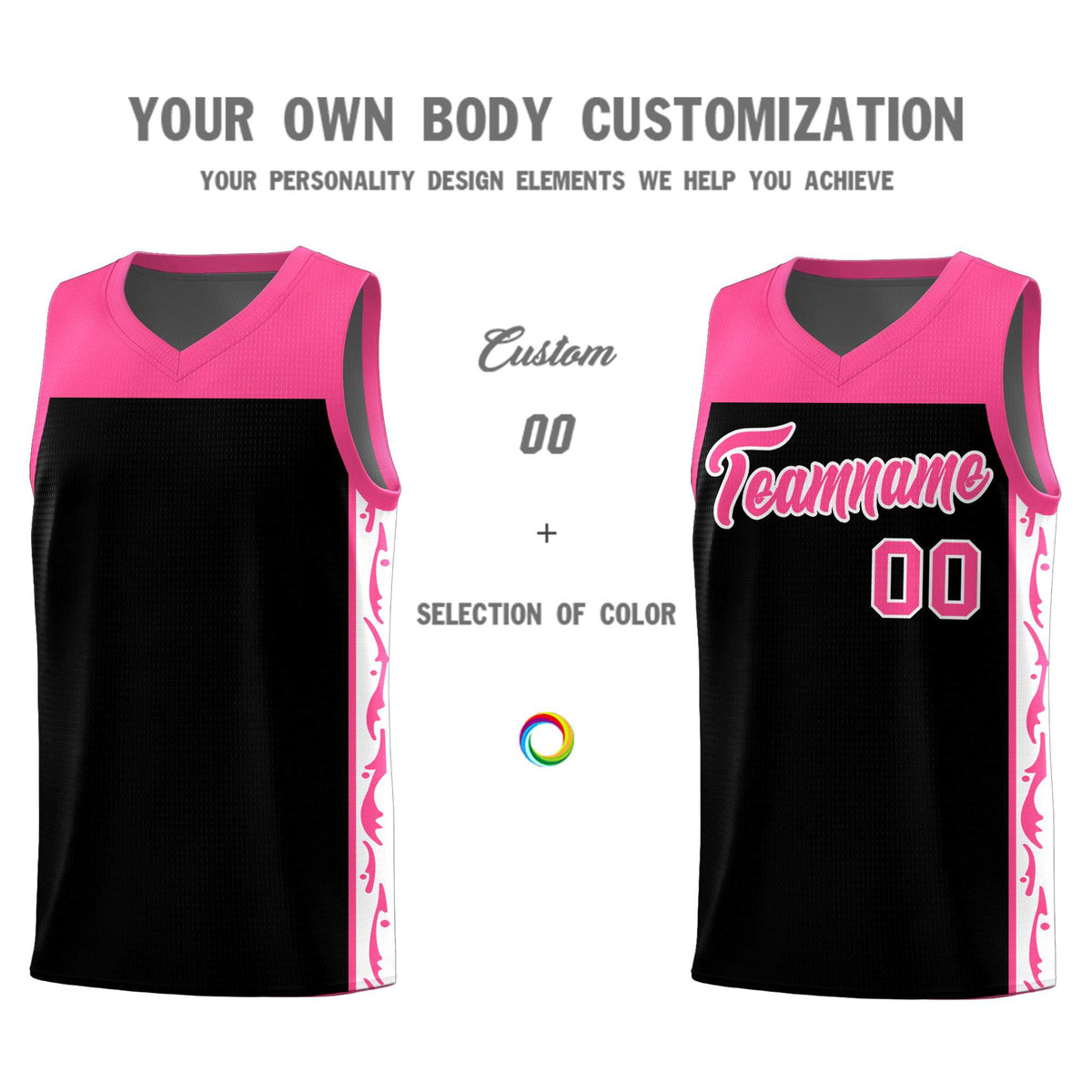 Custom Black Side Pattern Sports Uniform Basketball Jersey|KXKSHOP
