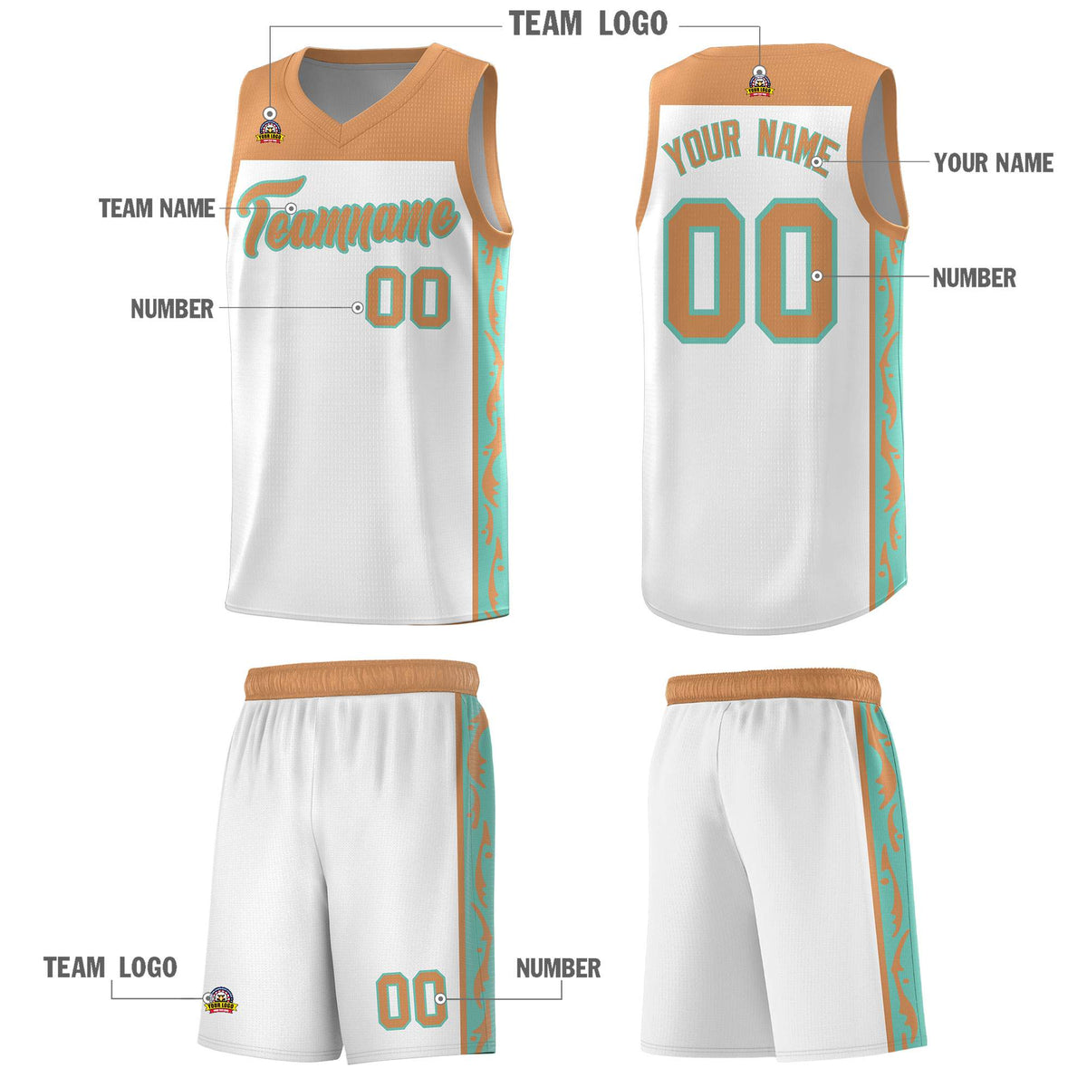 Custom White Side Pattern Sports Uniform Basketball Jersey|KXKSHOP