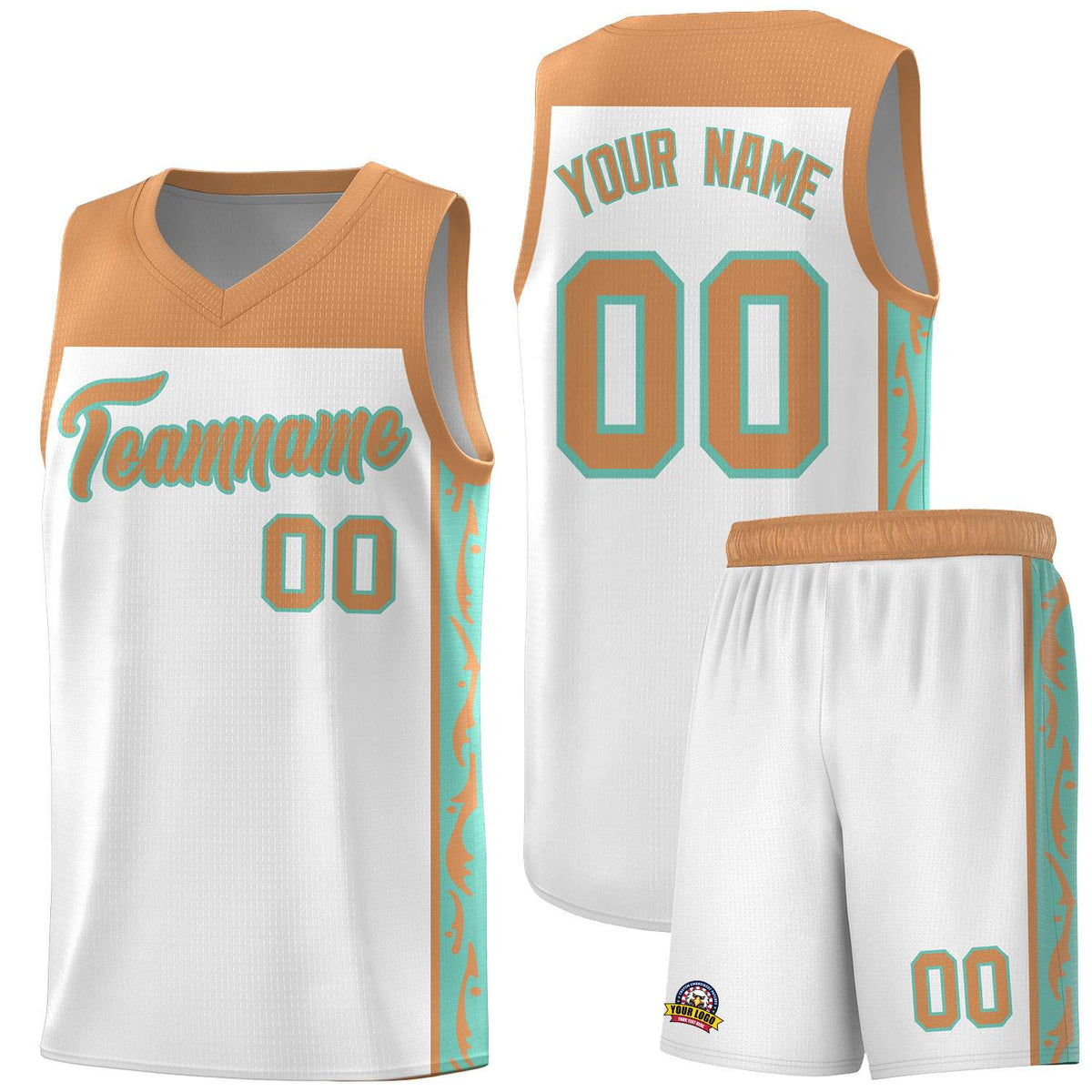 Custom White Side Pattern Sports Uniform Basketball Jersey|KXKSHOP