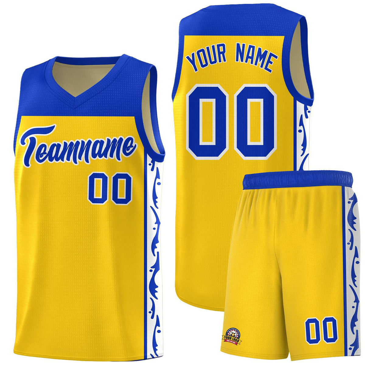 Custom Gold Side Pattern Sports Uniform Basketball Jersey|KXKSHOP