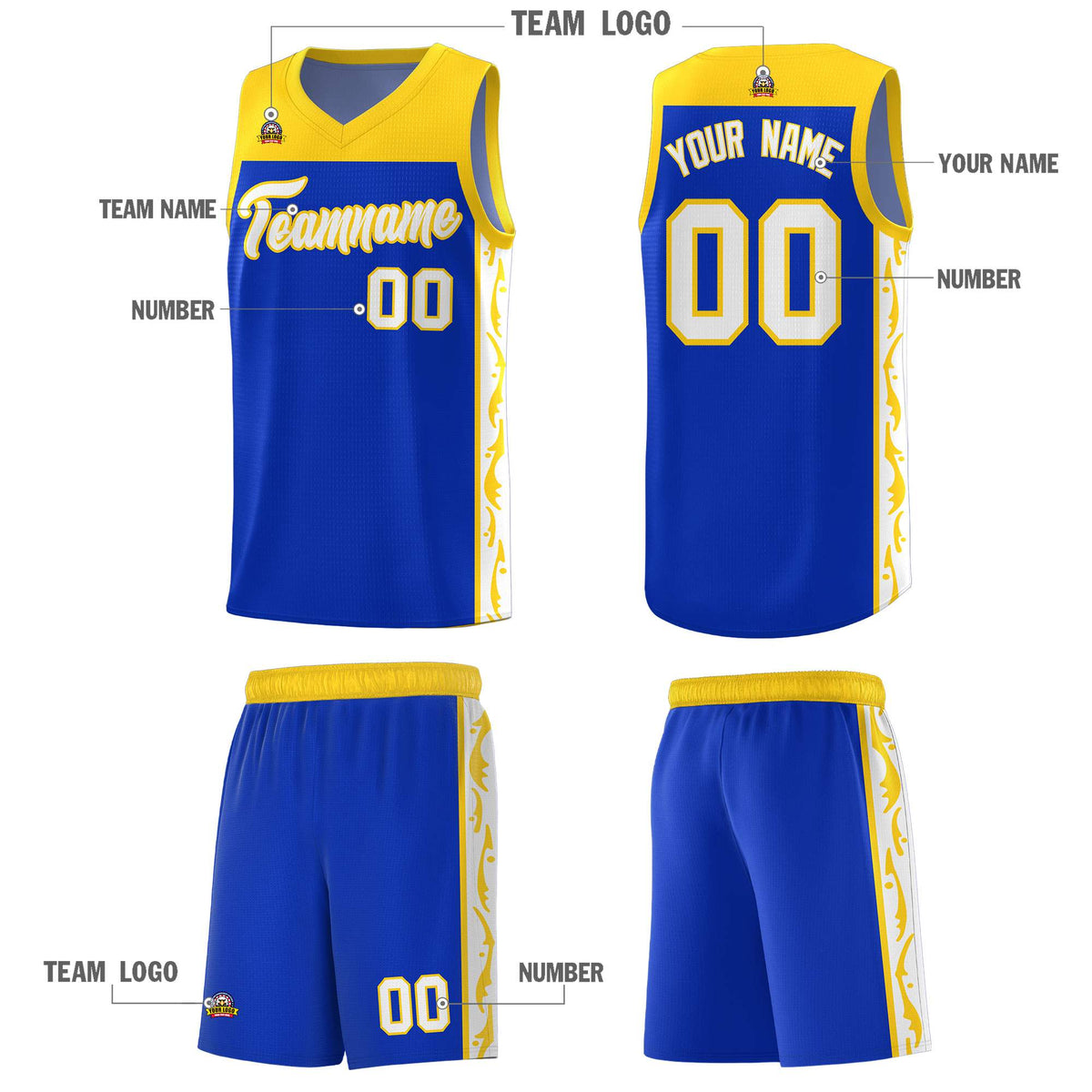 Custom Royal Side Pattern Sports Uniform Basketball Jersey|KXKSHOP