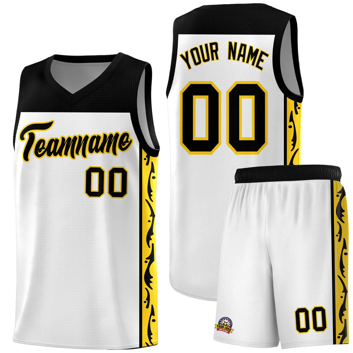 Custom White Side Pattern Sports Uniform Basketball Jersey|KXKSHOP