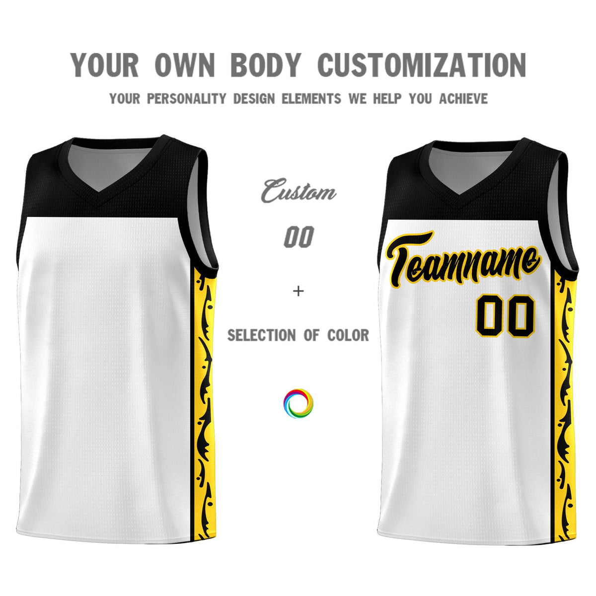 Custom White Side Pattern Sports Uniform Basketball Jersey|KXKSHOP