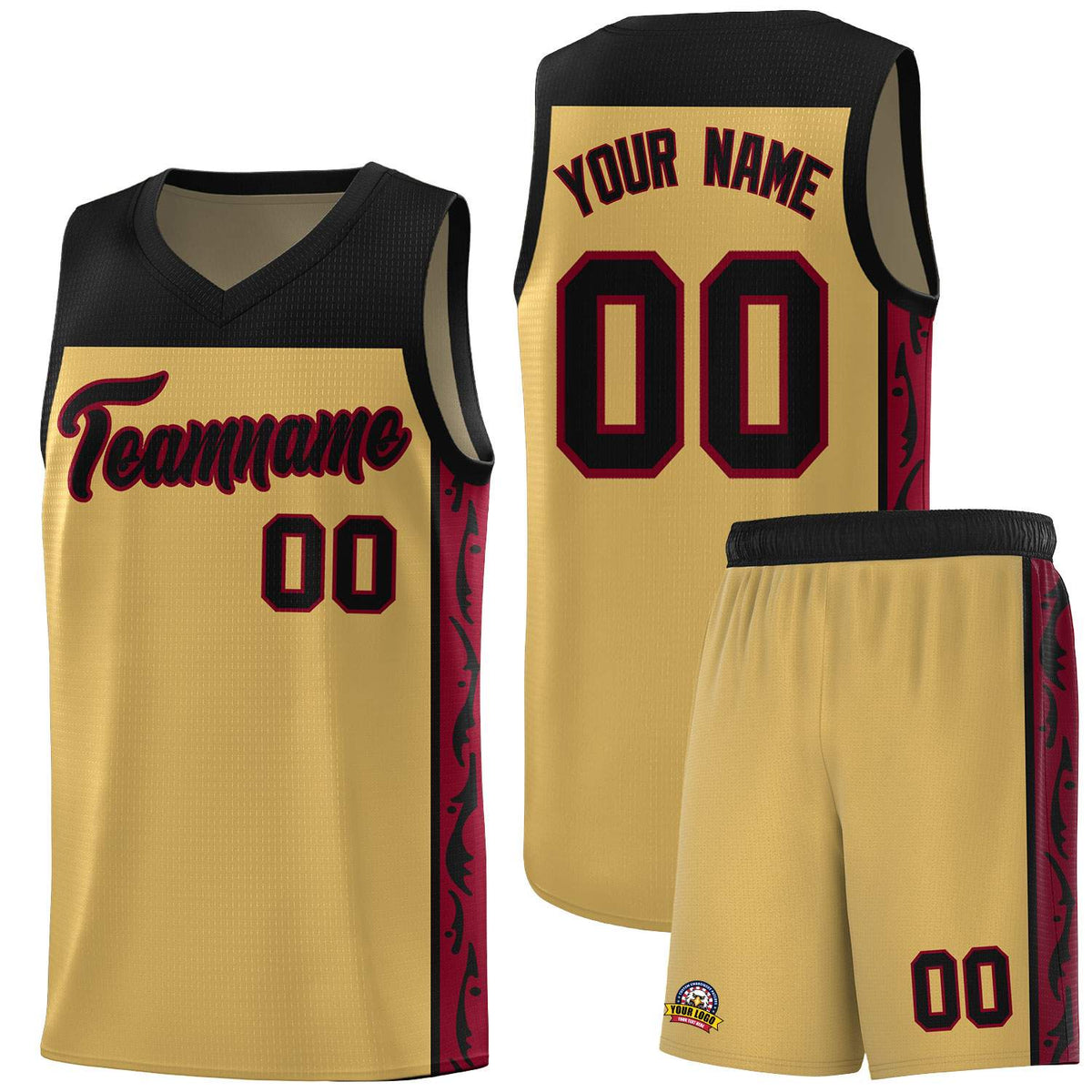 Custom Old Gold Side Pattern Sports Uniform Basketball Jersey|KXKSHOP