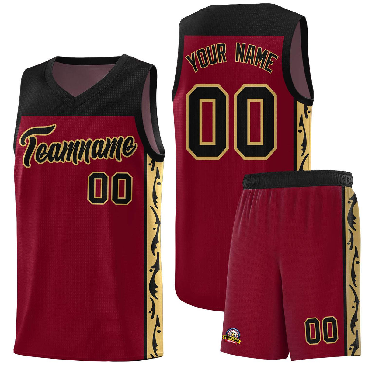 Custom Crimson Side Pattern Sports Uniform Basketball Jersey|KXKSHOP