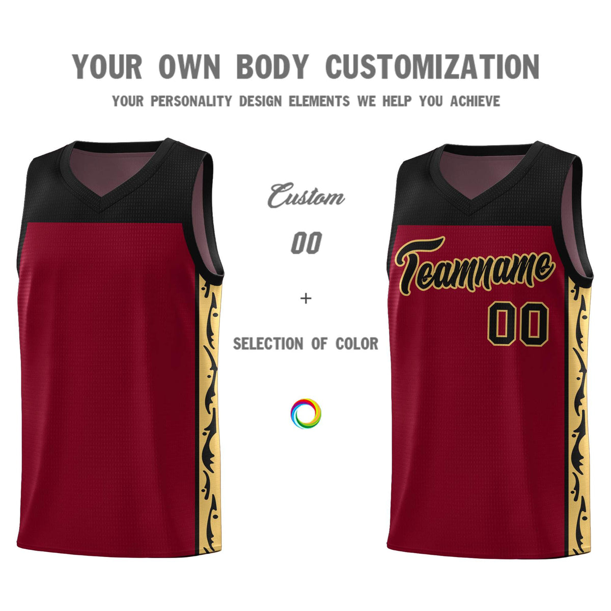 Custom Crimson Side Pattern Sports Uniform Basketball Jersey|KXKSHOP