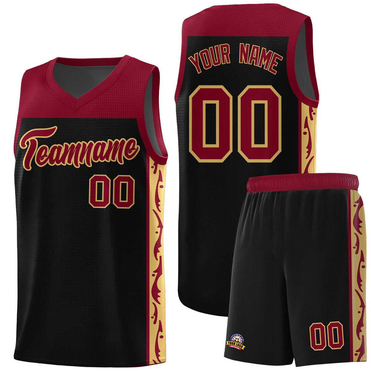 Custom Black Side Pattern Sports Uniform Basketball Jersey|KXKSHOP