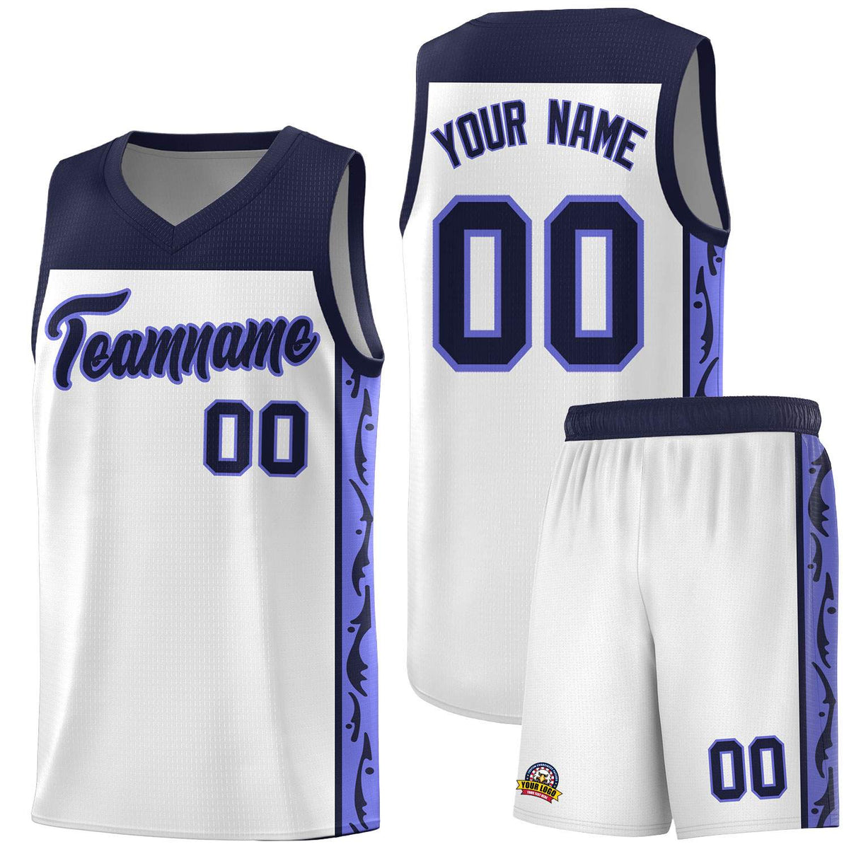 Custom White Side Pattern Sports Uniform Basketball Jersey|KXKSHOP