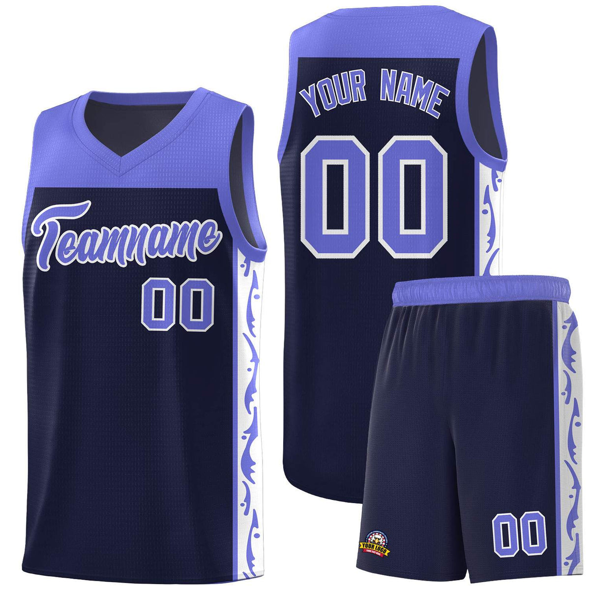 Custom Navy Side Pattern Sports Uniform Basketball Jersey|KXKSHOP