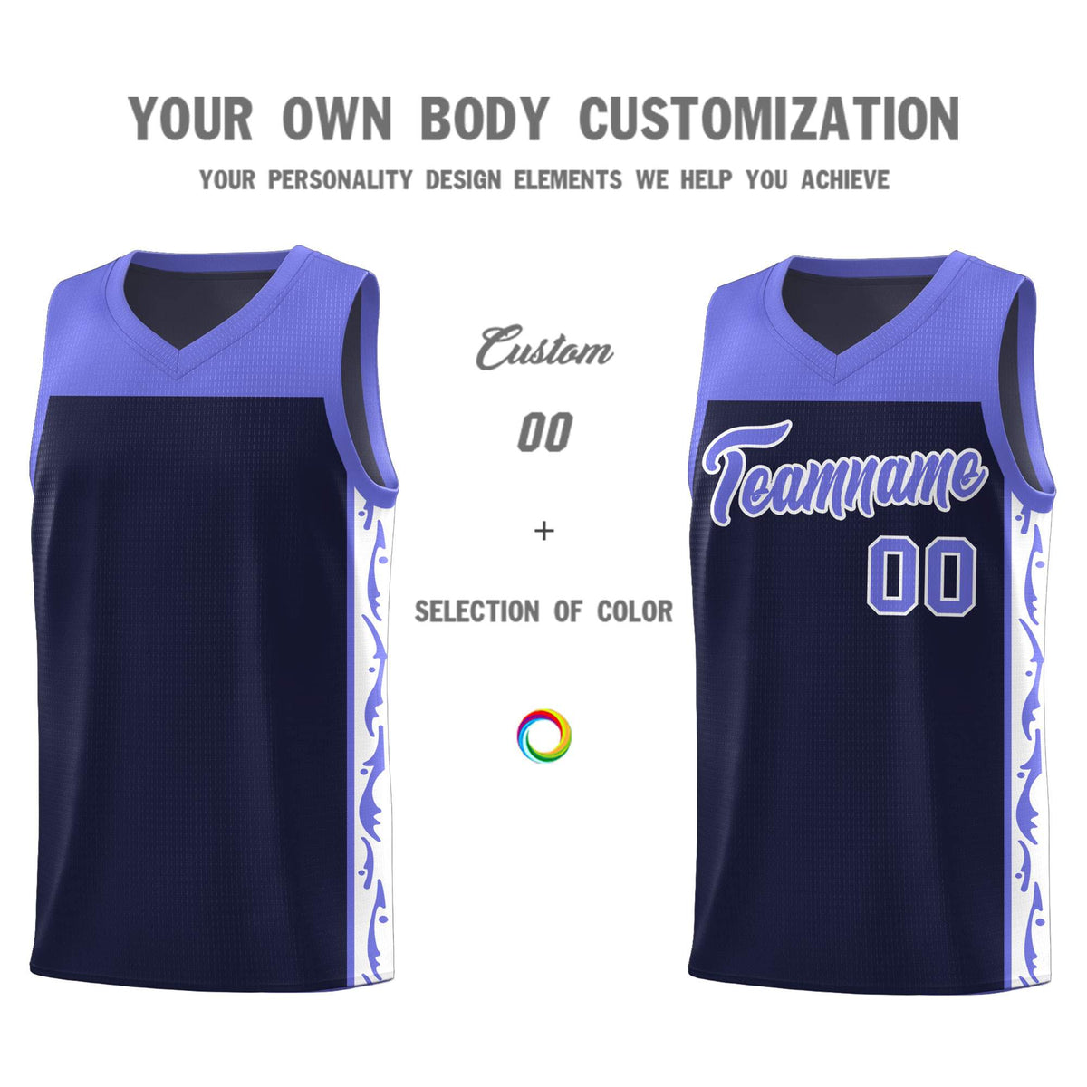 Custom Navy Side Pattern Sports Uniform Basketball Jersey|KXKSHOP
