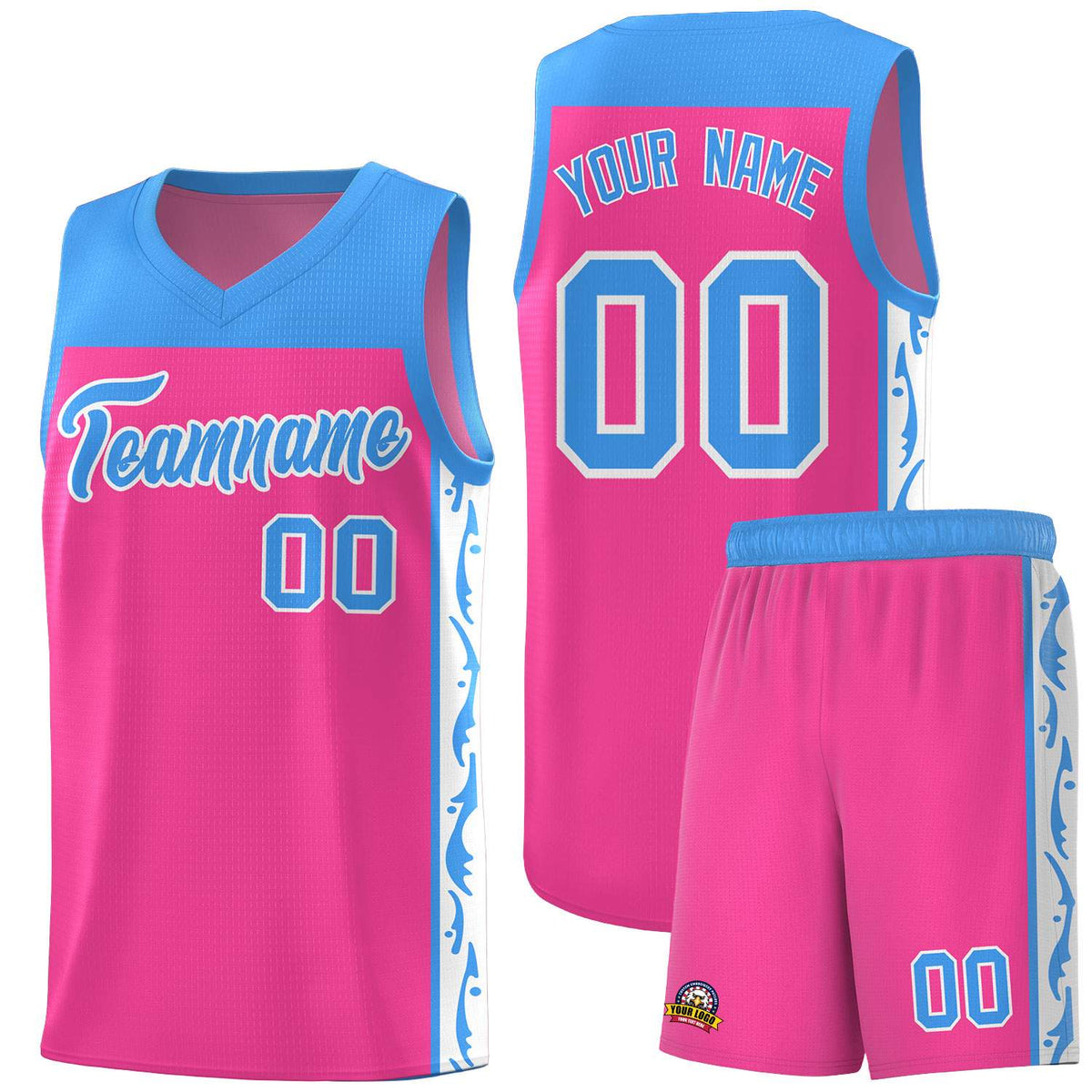 Custom Pink Side Pattern Sports Uniform Basketball Jersey|KXKSHOP