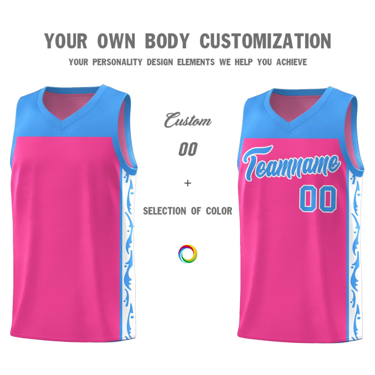 Custom Pink Side Pattern Sports Uniform Basketball Jersey|KXKSHOP