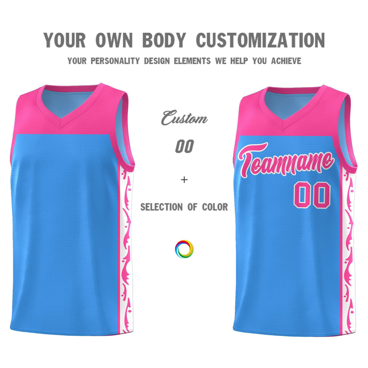 Custom Light Blue Side Pattern Sports Uniform Basketball Jersey|KXKSHOP