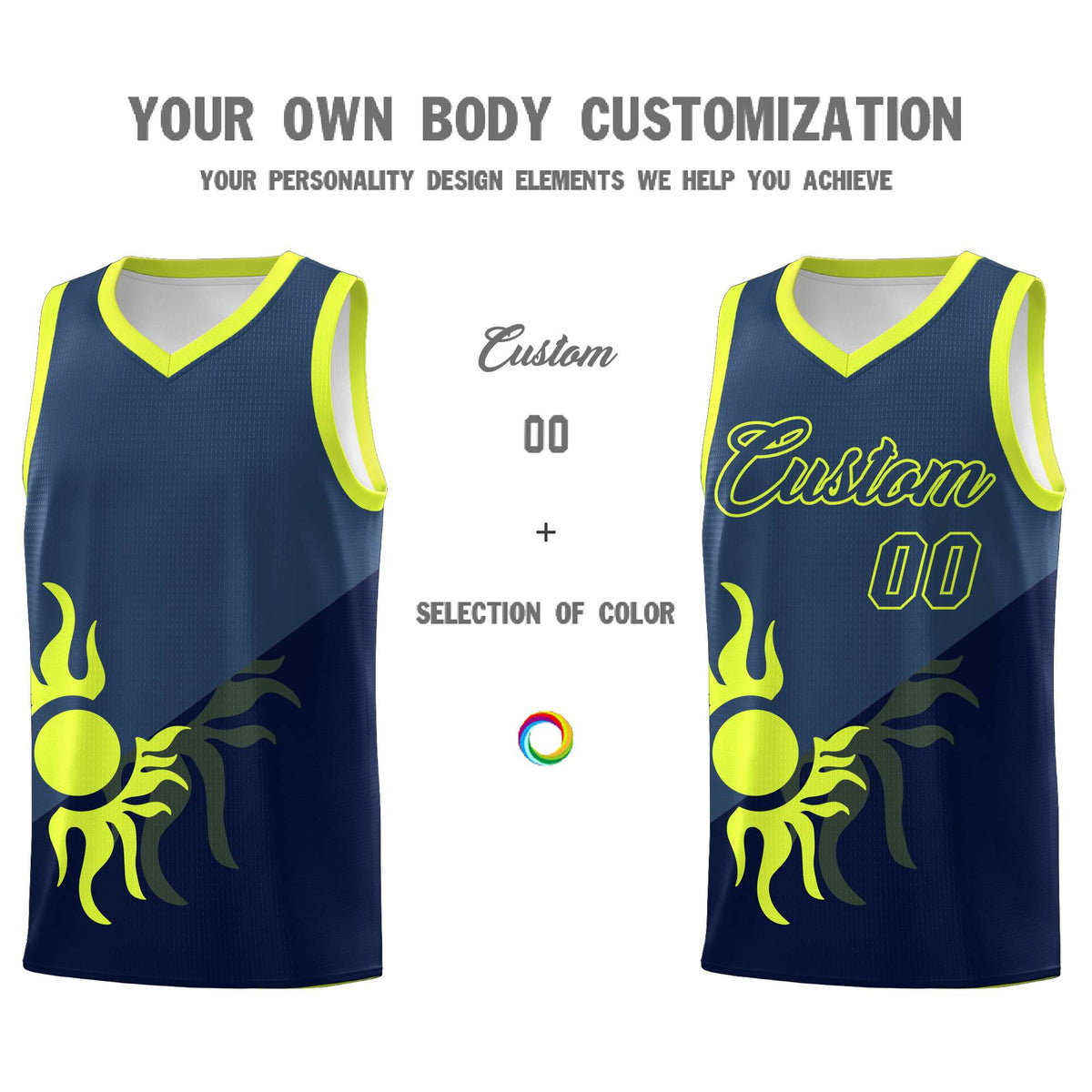 Custom Youth Basketball Jerseys - Navy Midnight Blue Sunburst Design Two Tone Uniforms