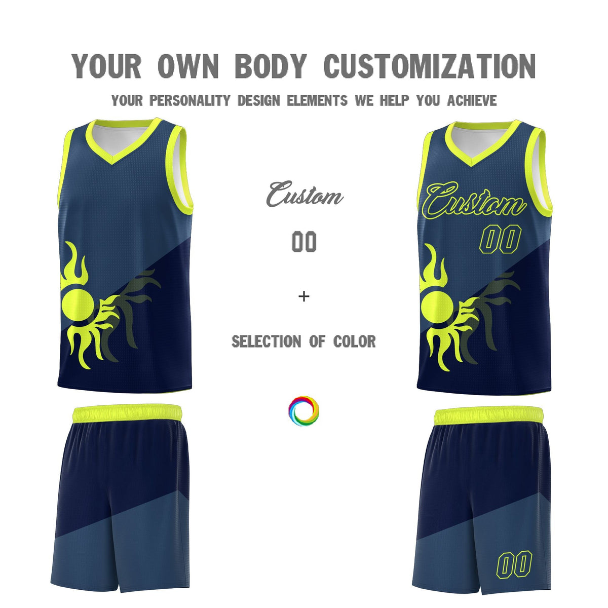 Custom Youth Basketball Jerseys - Navy Midnight Blue Sunburst Design Two Tone Uniforms