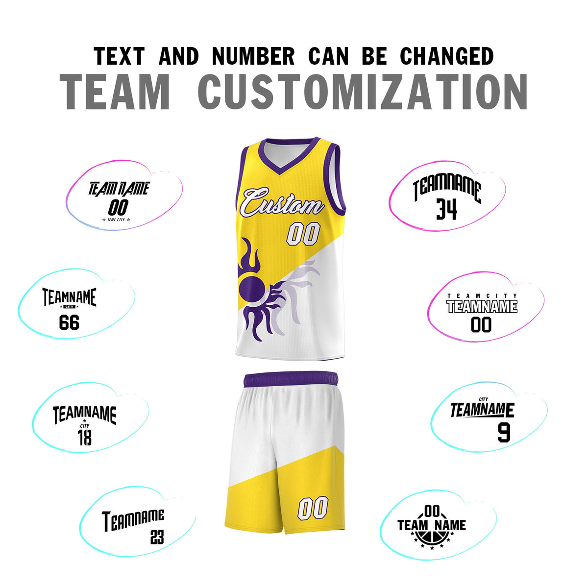 Custom Youth Basketball Jerseys - Gold White Radiant Sun Design Two Tone Uniforms