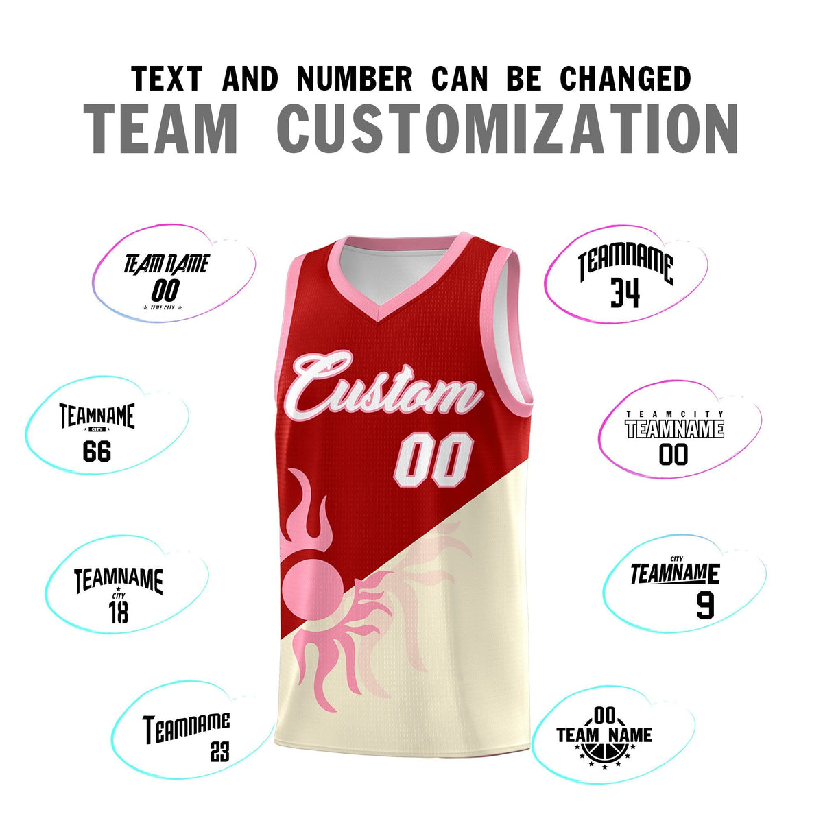 Custom Youth Basketball Jerseys - Red Light Khaki  Radiant Sun Design Two Tone Uniforms