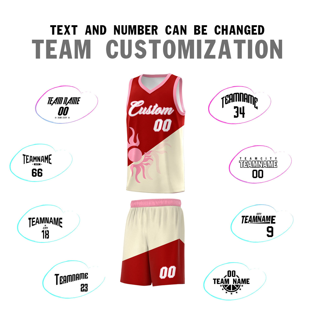 Custom Youth Basketball Jerseys - Red Light Khaki  Radiant Sun Design Two Tone Uniforms