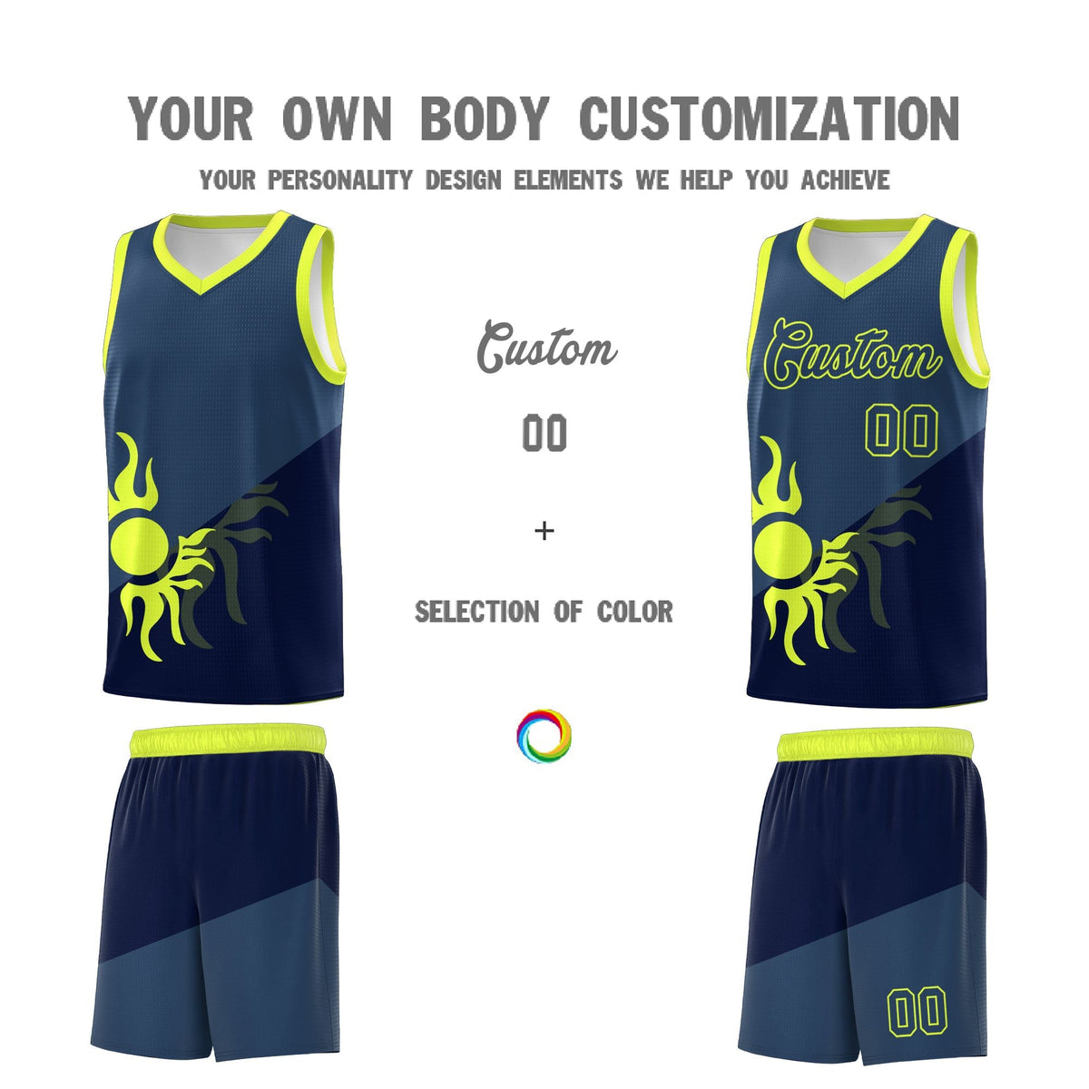 Custom Youth Basketball Jerseys - Navy Midnight Blue Sunburst Design Two Tone Uniforms