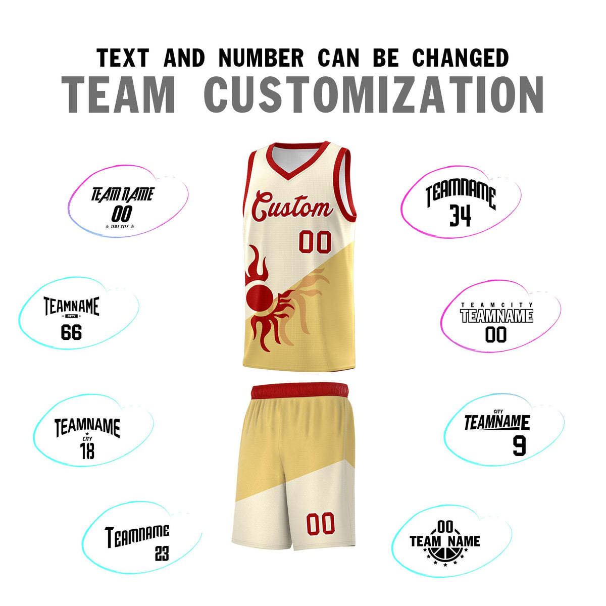 Custom Youth Basketball Jerseys - Cream Khaki Sunburst Design Two Tone Uniforms