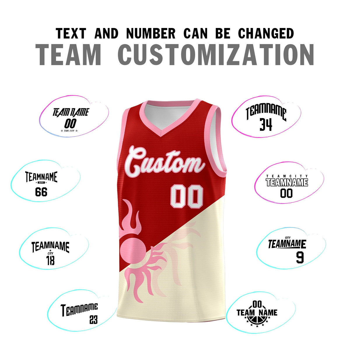 Custom Youth Basketball Jerseys - Red Light Khaki  Radiant Sun Design Two Tone Uniforms