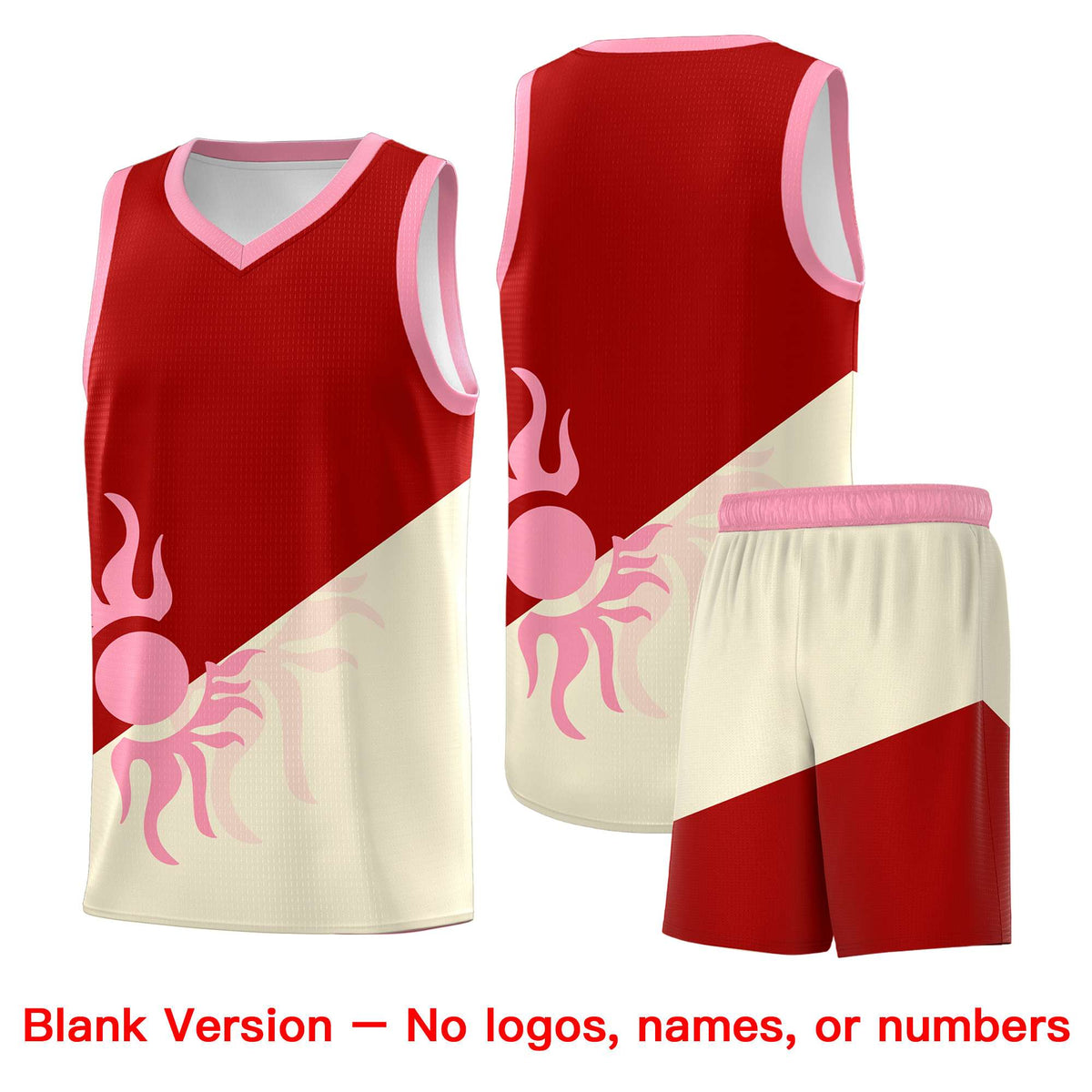 Custom Youth Basketball Jerseys - Red Light Khaki  Radiant Sun Design Two Tone Uniforms