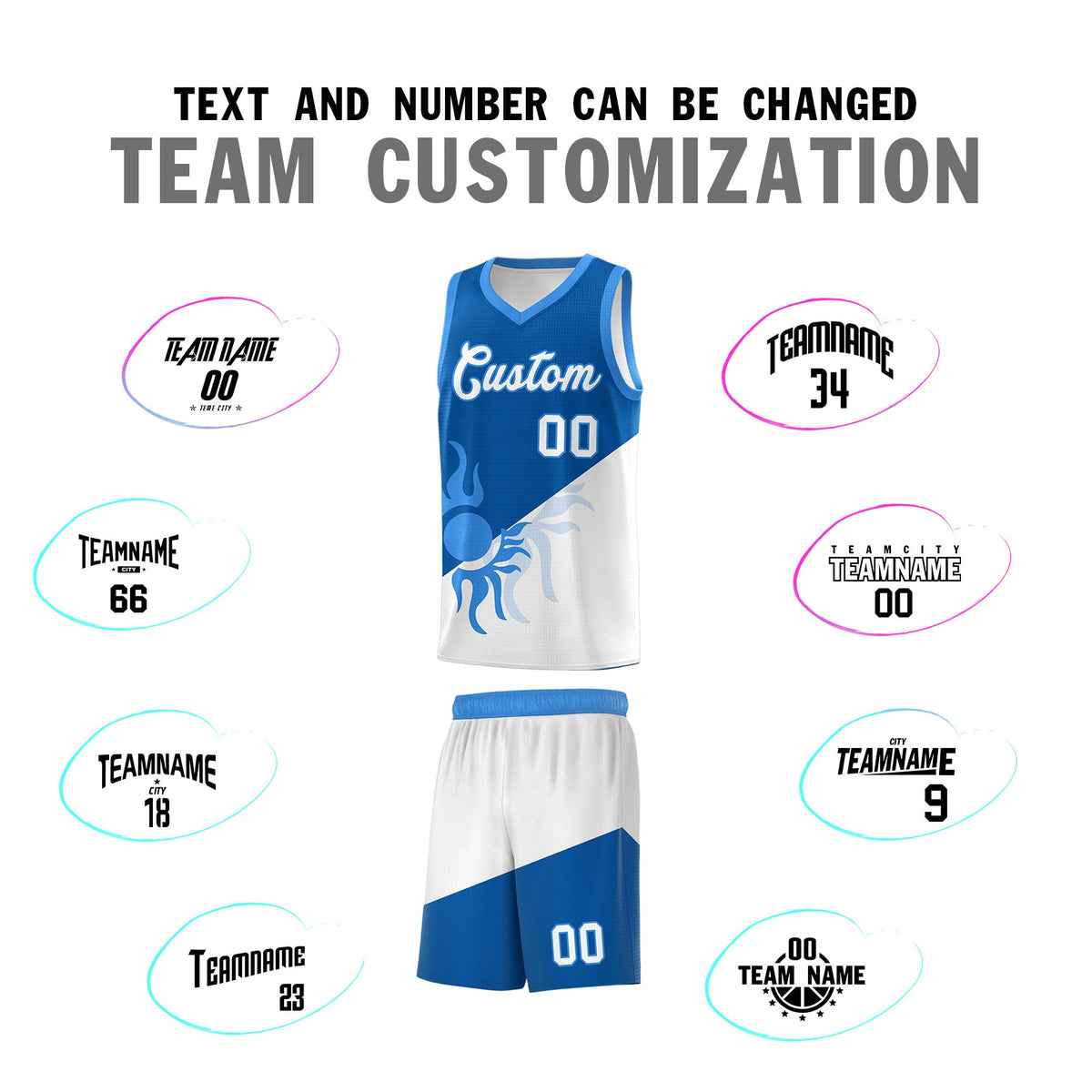 Custom Youth Basketball Jerseys - Royal White Radiant Sun Design Two Tone Uniforms