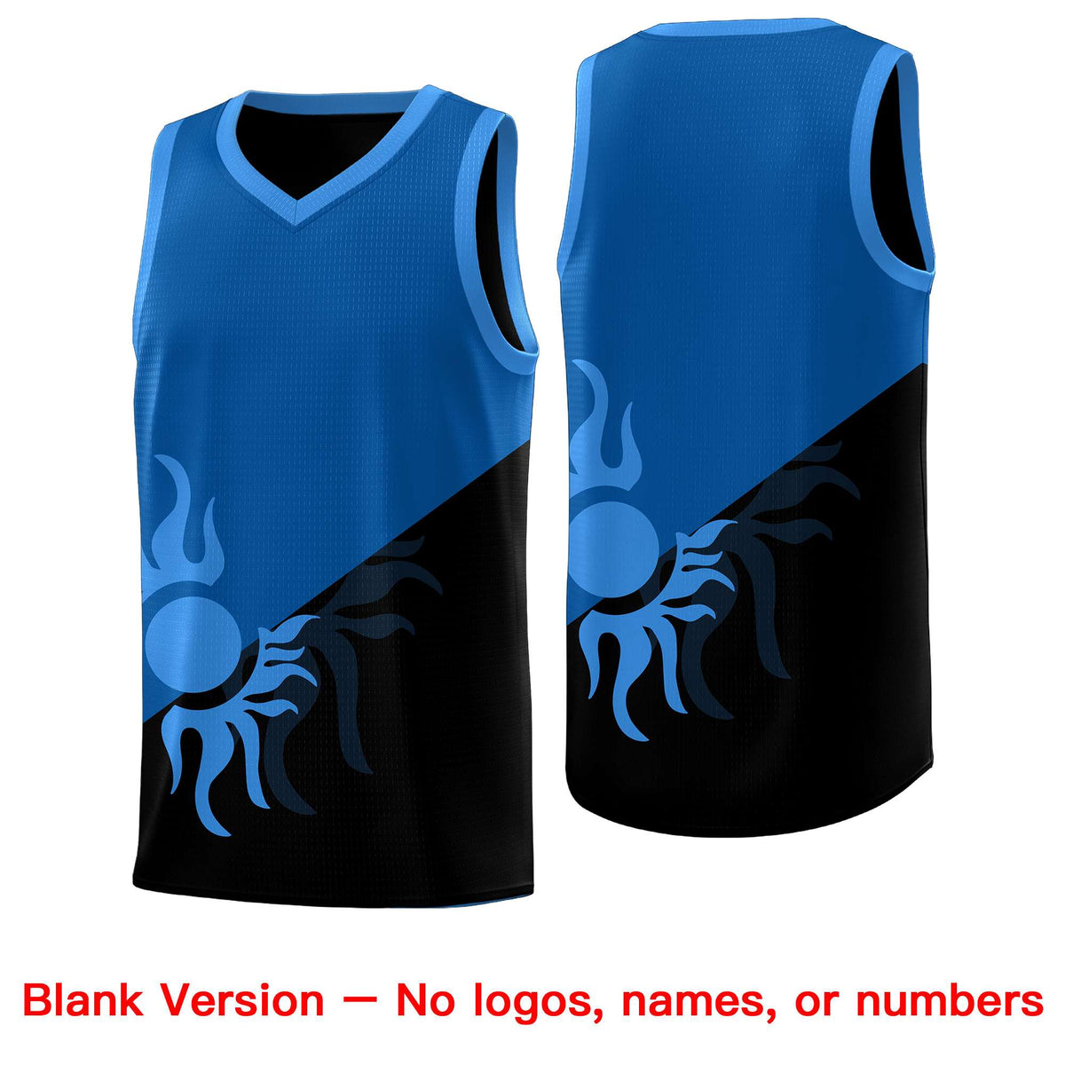 Custom Youth Basketball Jerseys - Royal Black Radiant Sun Design Two Tone Uniforms