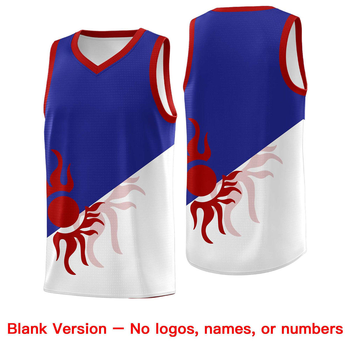 Custom Youth Basketball Jerseys - Royal White Radiant Sun Design Two Tone Uniforms