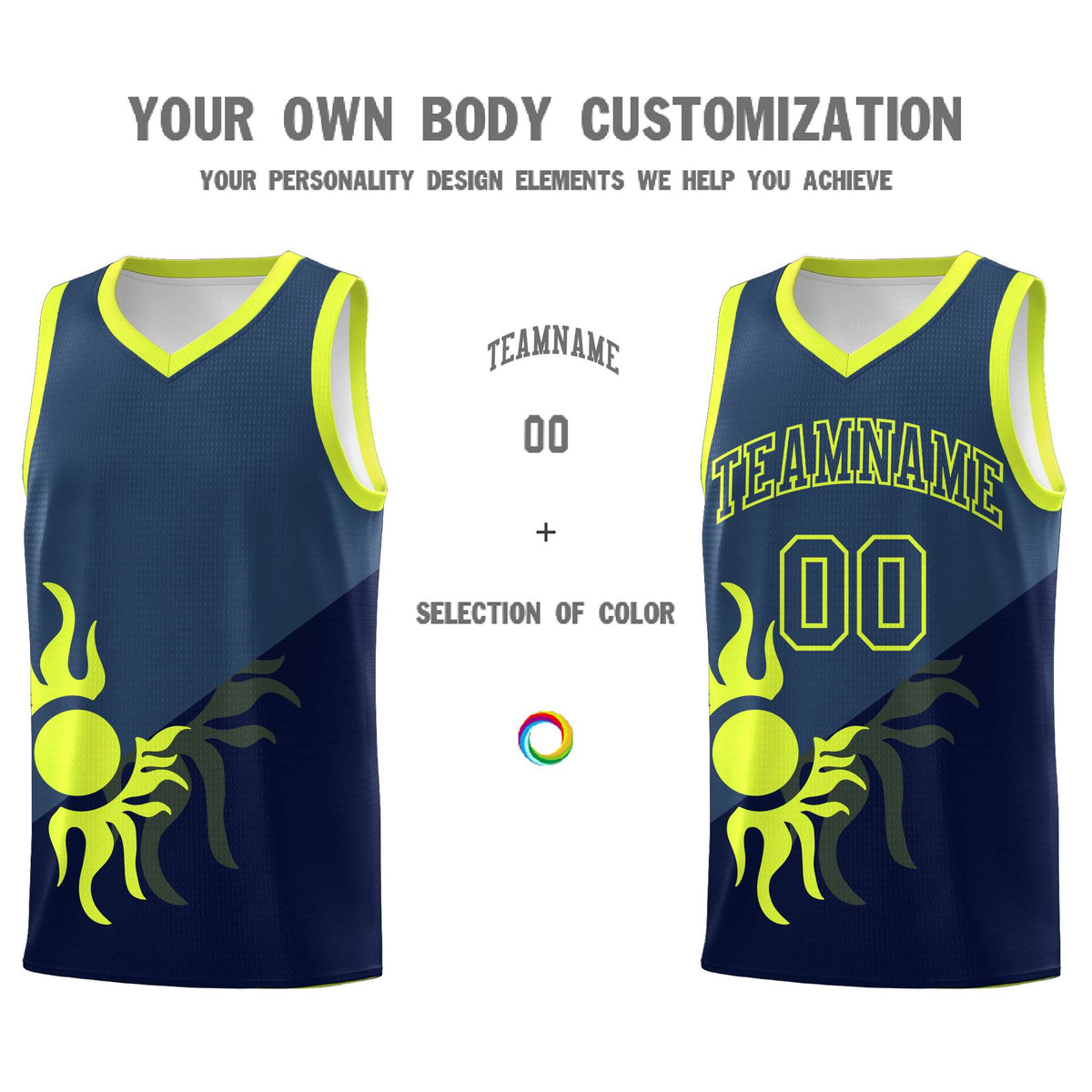 Custom Youth Basketball Jerseys - Navy Midnight Blue Sunburst Design Two Tone Uniforms