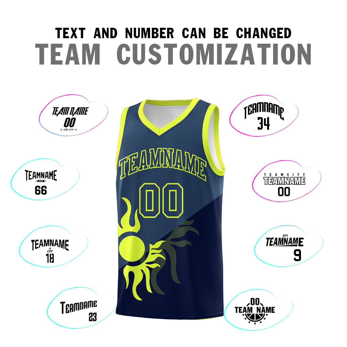 Custom Youth Basketball Jerseys - Navy Midnight Blue Sunburst Design Two Tone Uniforms