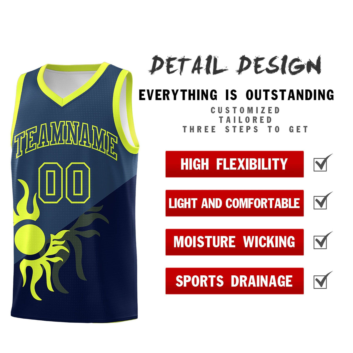 Custom Youth Basketball Jerseys - Navy Midnight Blue Sunburst Design Two Tone Uniforms