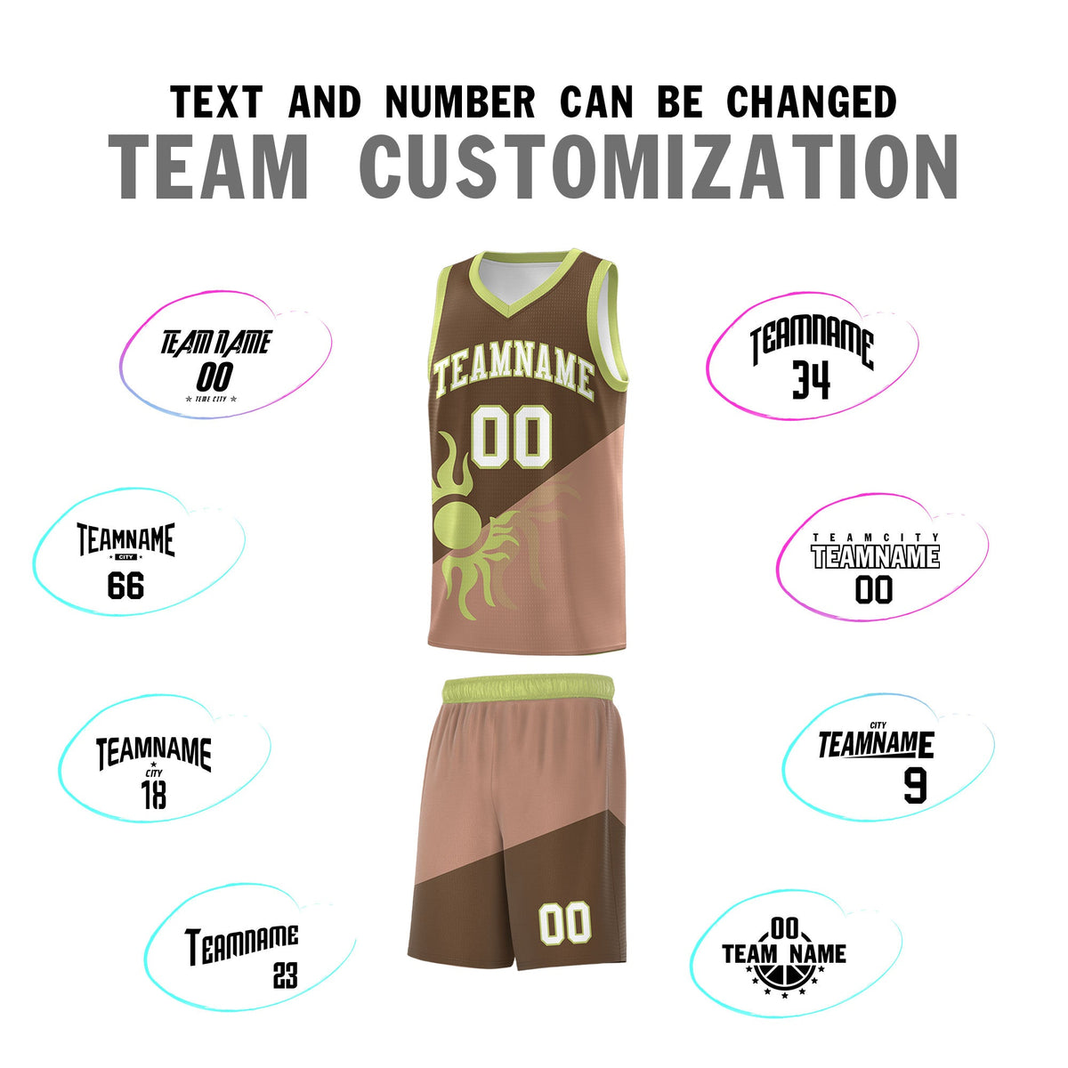 Custom Youth Basketball Jerseys - Coffee Light Brown Radiant Sun Design Two Tone Uniforms