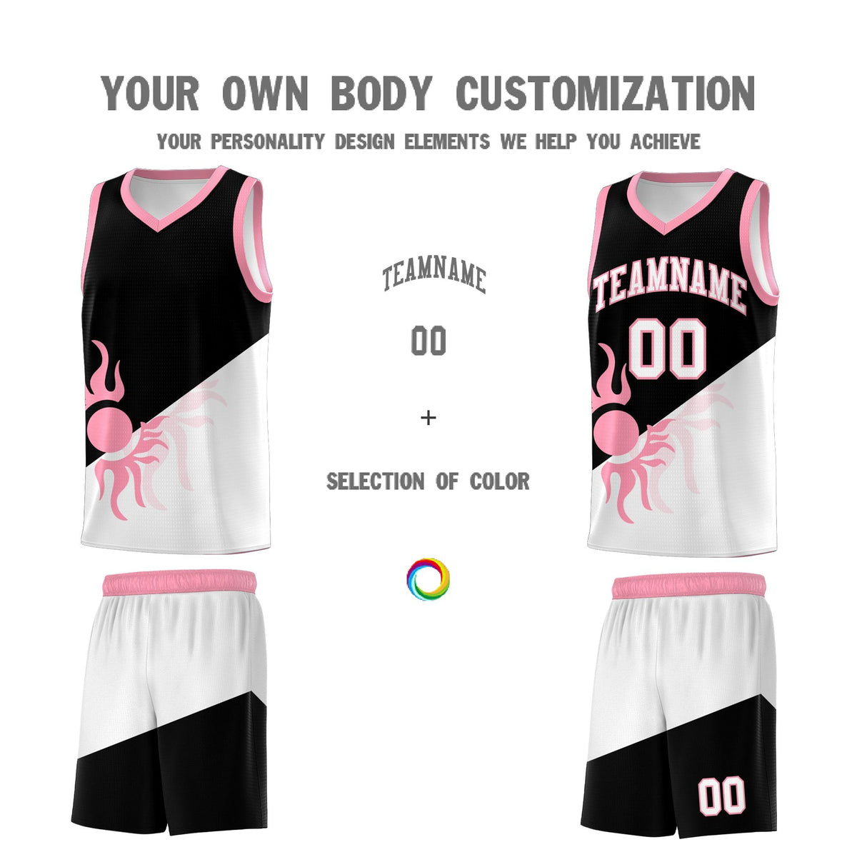 Custom Youth Basketball Jerseys - Black White Sunburst Design Two Tone Uniforms