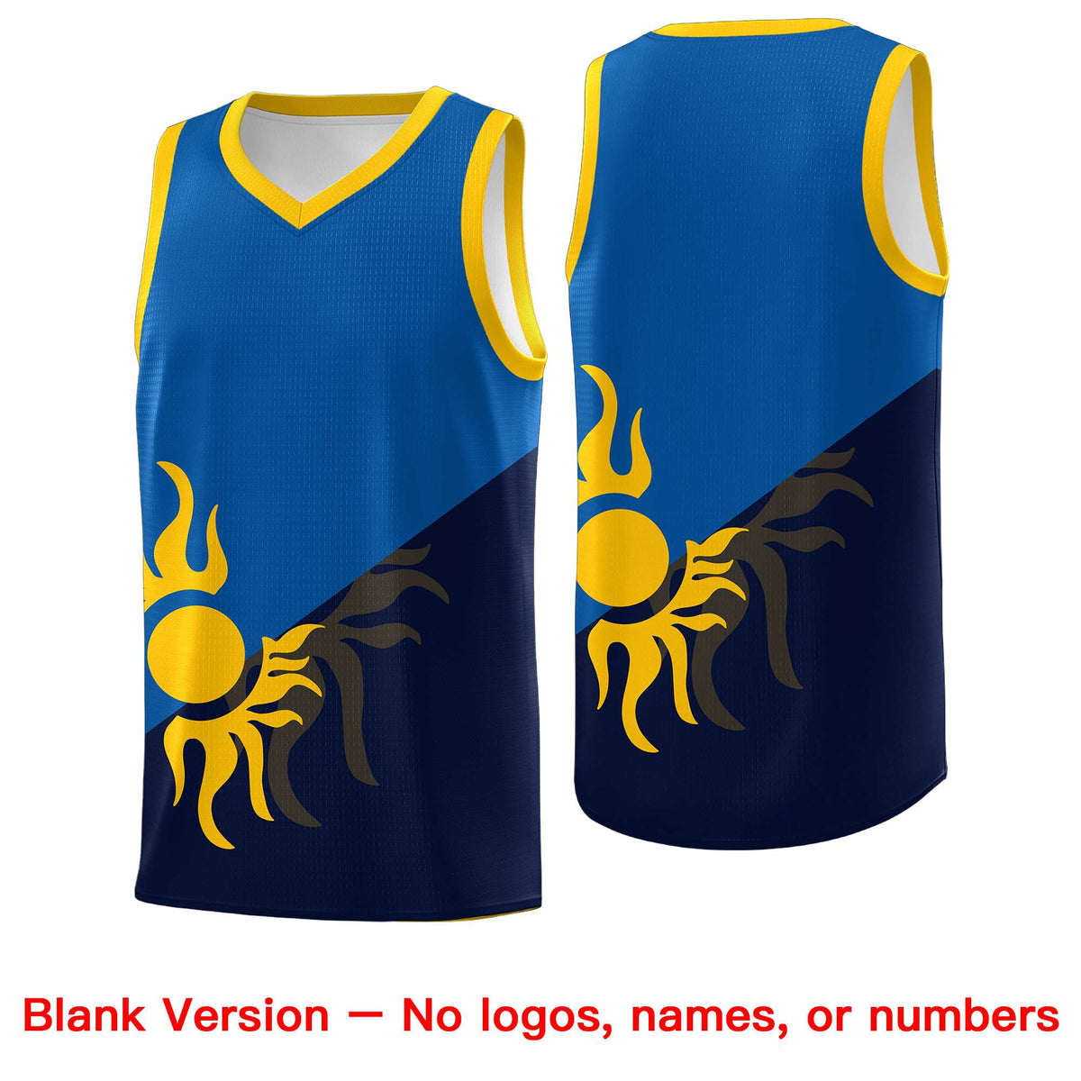 Custom Youth Basketball Jerseys - Royal Navy Sunburst Design Two Tone Uniforms