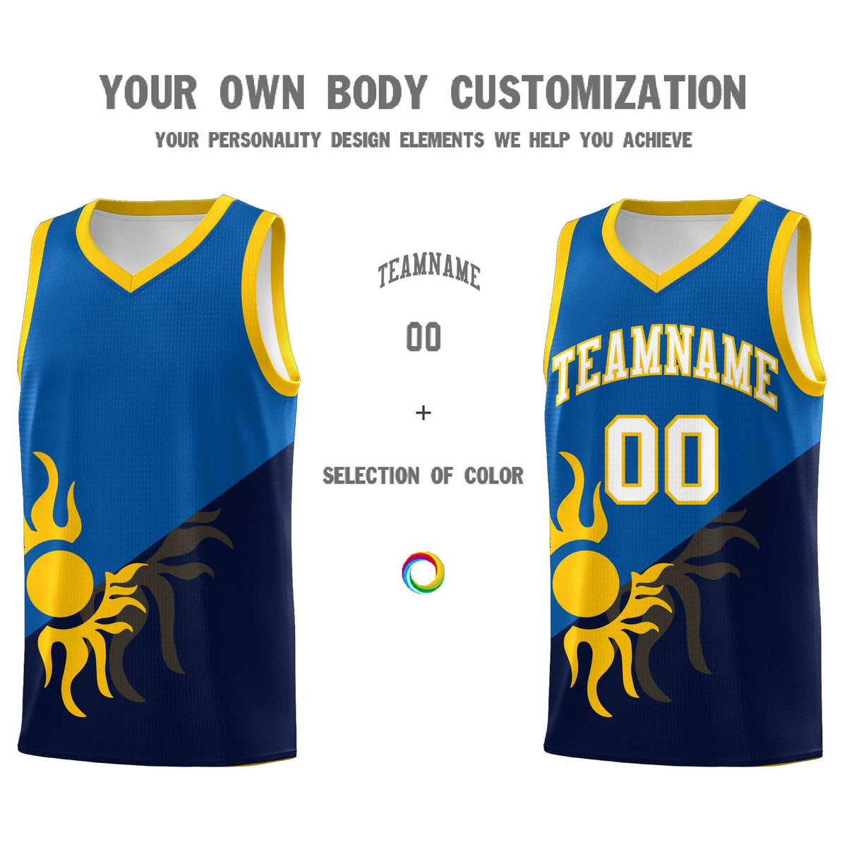 Custom Youth Basketball Jerseys - Royal Navy Sunburst Design Two Tone Uniforms