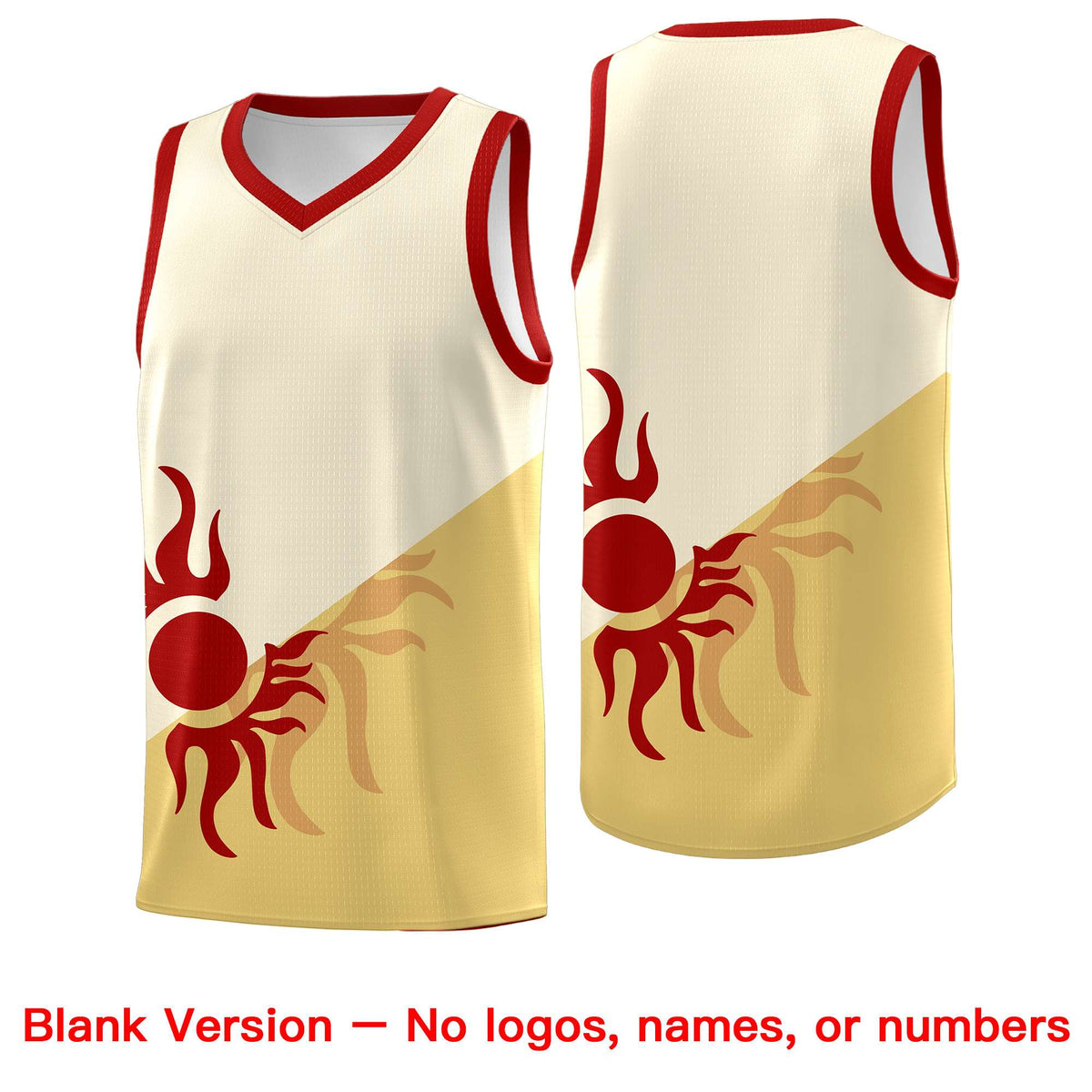 Custom Youth Basketball Jerseys - Cream Khaki Sunburst Design Two Tone Uniforms
