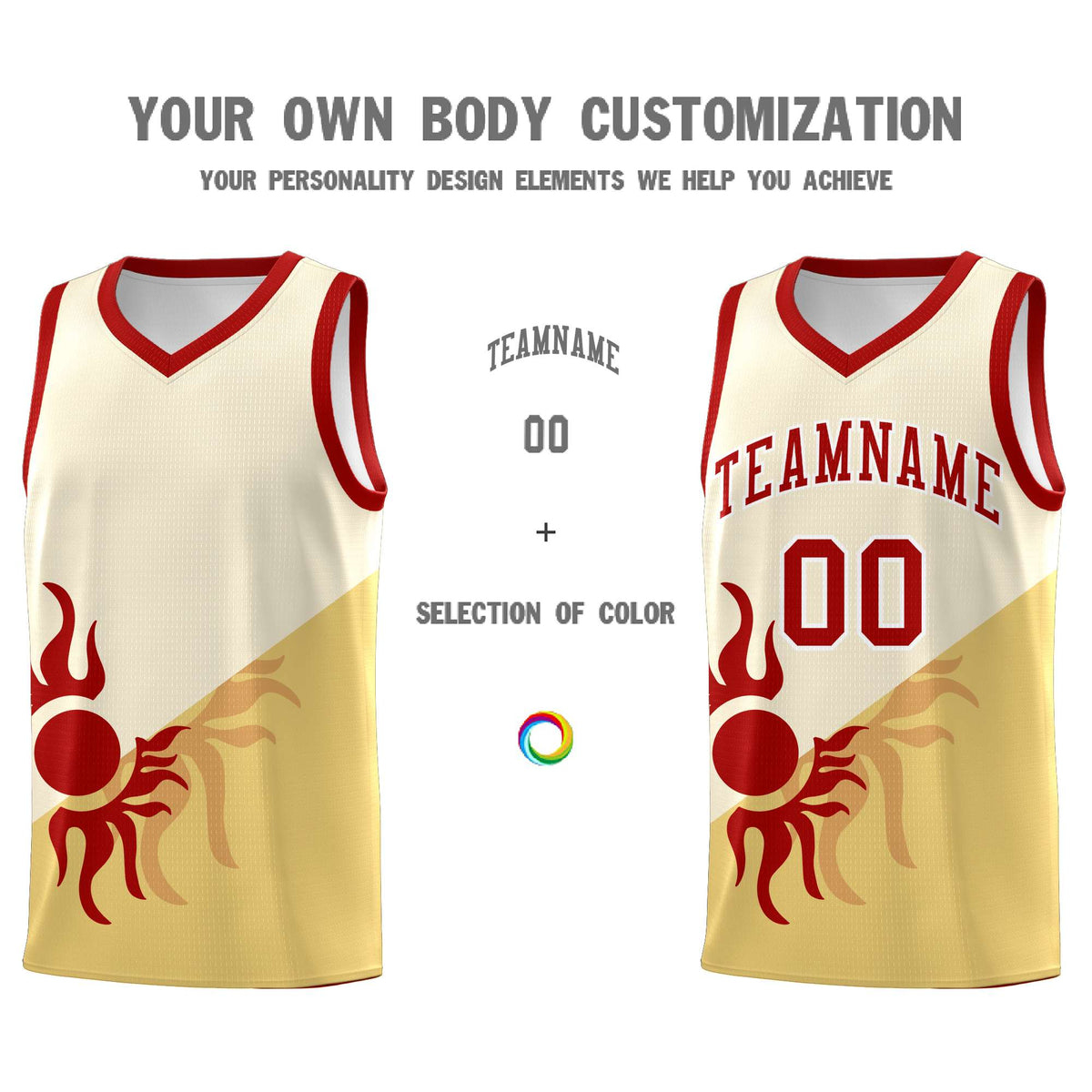 Custom Youth Basketball Jerseys - Cream Khaki Sunburst Design Two Tone Uniforms