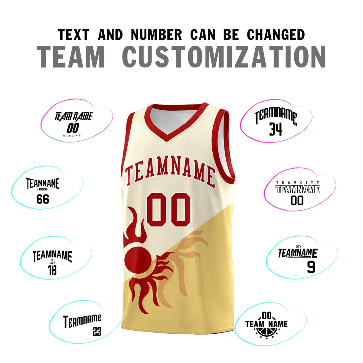 Custom Youth Basketball Jerseys - Cream Khaki Sunburst Design Two Tone Uniforms