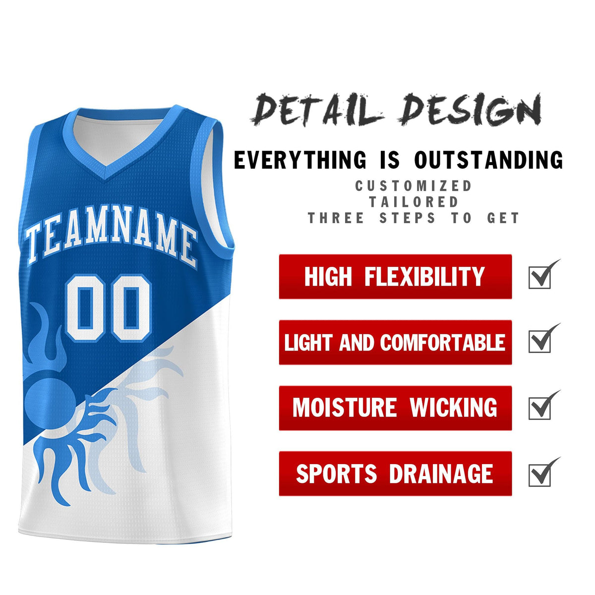 Custom Youth Basketball Jerseys - Royal White Radiant Sun Design Two Tone Uniforms