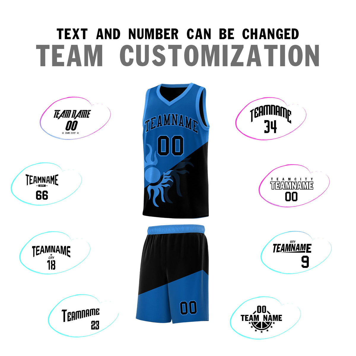 Custom Youth Basketball Jerseys - Royal Black Radiant Sun Design Two Tone Uniforms