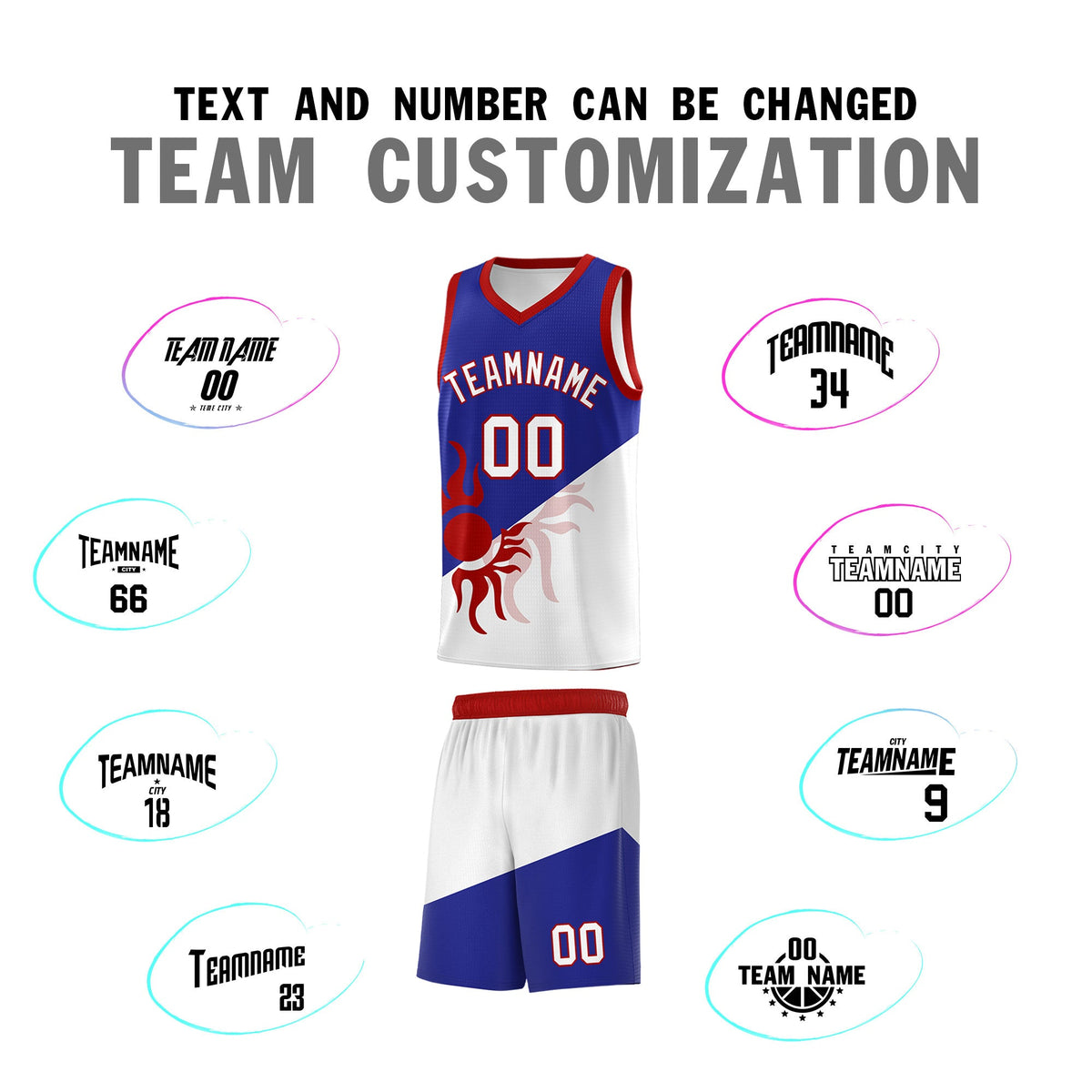 Custom Youth Basketball Jerseys - Royal White Radiant Sun Design Two Tone Uniforms