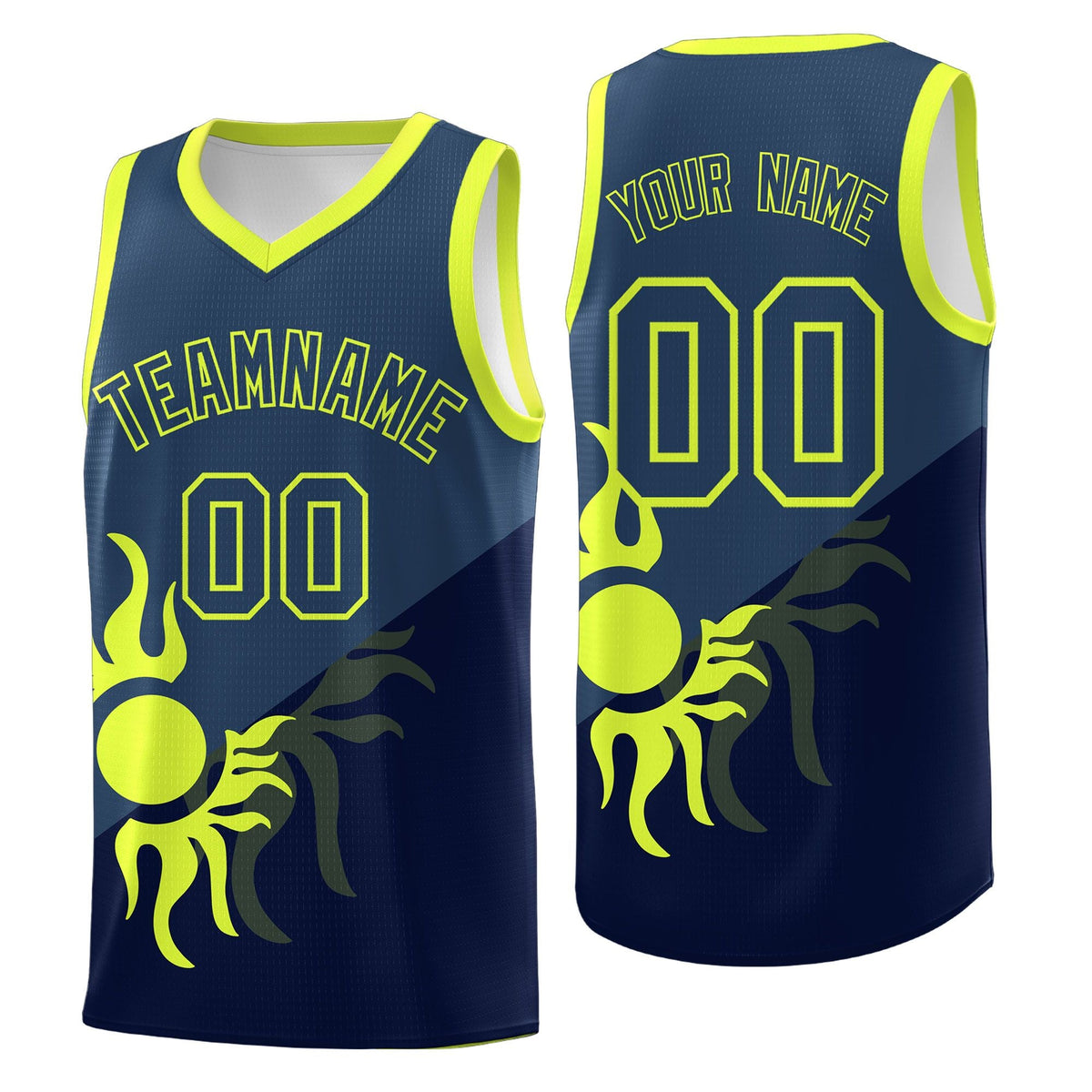 Custom Youth Basketball Jerseys - Navy Midnight Blue Sunburst Design Two Tone Uniforms