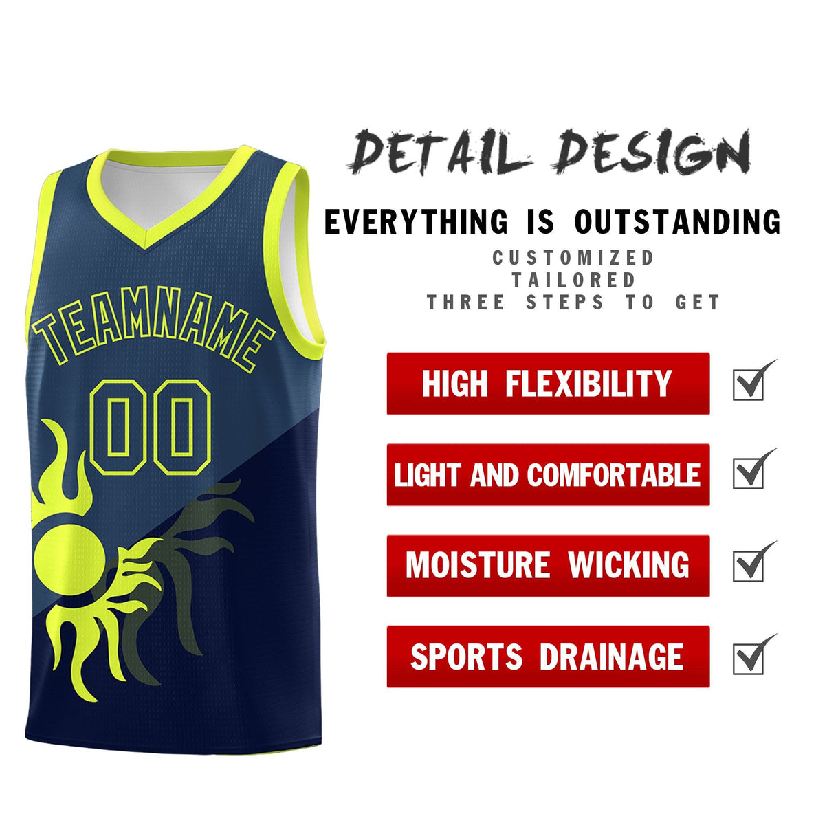 Custom Youth Basketball Jerseys - Navy Midnight Blue Sunburst Design Two Tone Uniforms