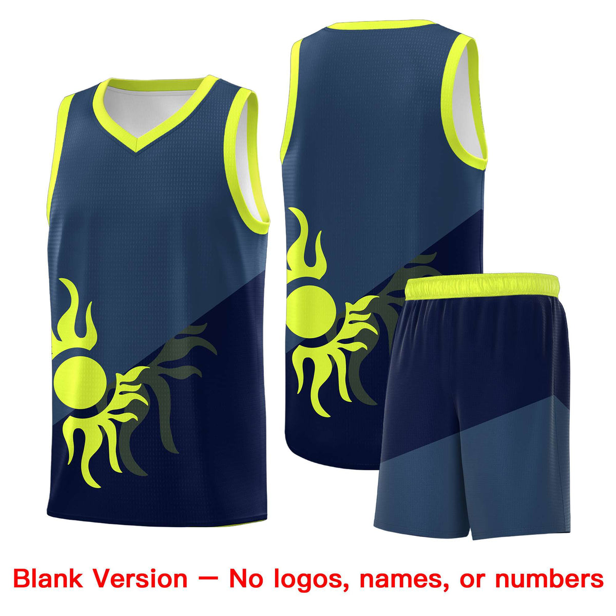 Custom Youth Basketball Jerseys - Navy Midnight Blue Sunburst Design Two Tone Uniforms
