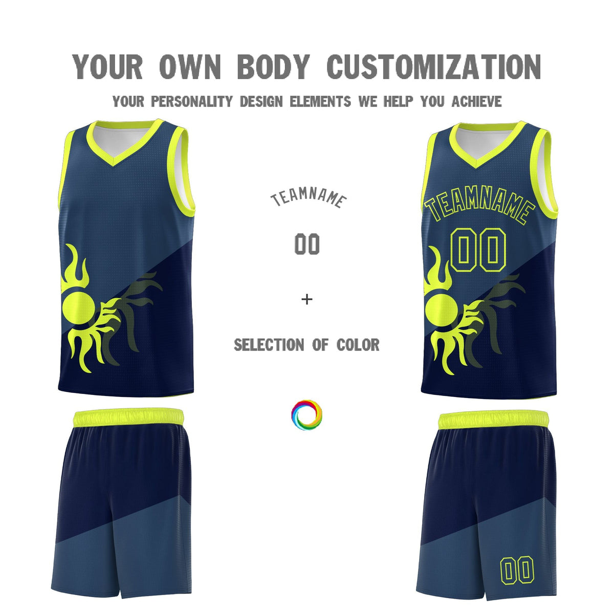 Custom Youth Basketball Jerseys - Navy Midnight Blue Sunburst Design Two Tone Uniforms